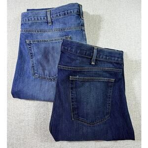 Lot of 2 Cremieux Mens 44x30 Blue Relaxed Fit 5 Pocket Denim Jeans Casual Wear
